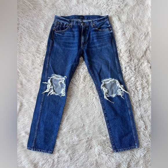 Khaite Kyle Straight Leg Distressed Dark Wash Jeans Size 28 - Picture 2 of 12